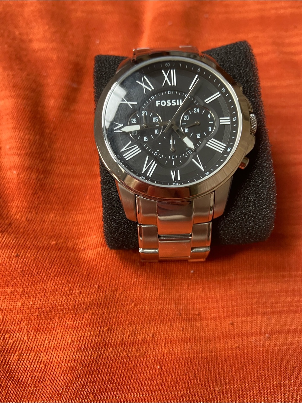 Fossil Silver Bracelet Watch with Black Dial in immaculate condition